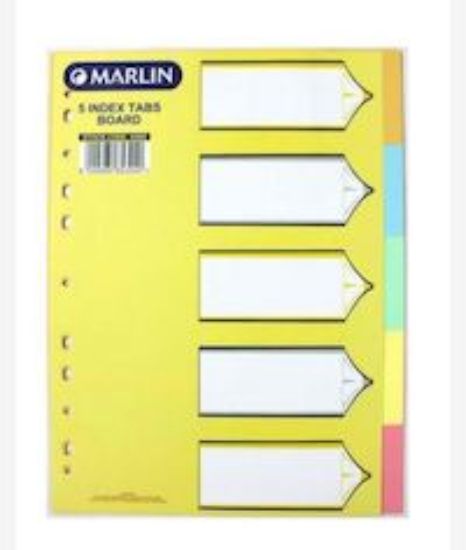 Picture of Marlin File Dividers Bright C/BOARD 1- 5