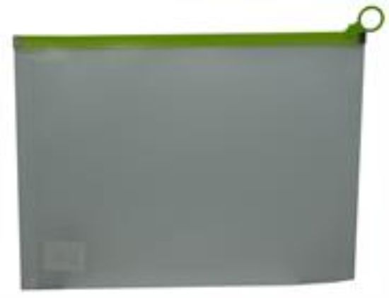 Picture of Brainware A4 Clear Carry Folder With Green Easy Slide Zip