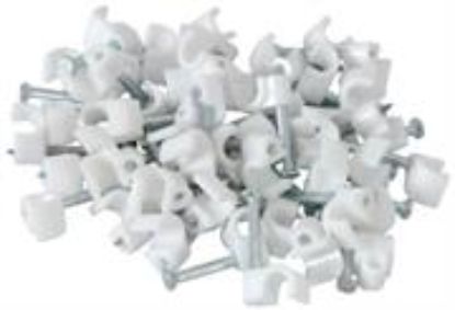 Picture of Noble 10mm Round Cable Clips with Nail Pack of 100 White