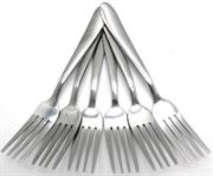 Picture of Casey Catering 6 Piece Stainless Steel Dinner Dessert Forks -Plain Design