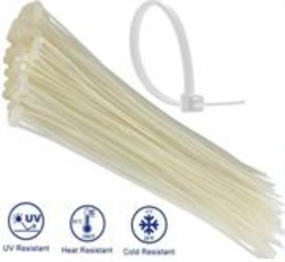 Picture of Noble 4.8 x 200mm Pack of 100 White Nylon Cable Ties