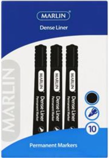 Picture of Marlin Dense Permanent Markers Black 10