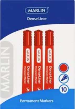 Picture of Marlin Dense Permanent Markers Red 10