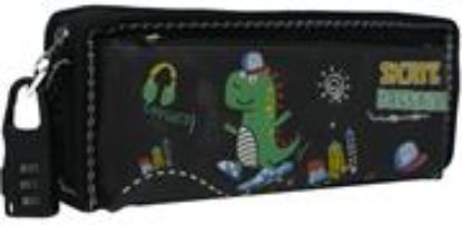 Picture of Brainware Fabric 2 Pocket 20cm Pencil Bag Black