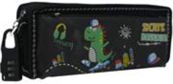 Picture of Brainware Fabric 2 Pocket 20cm Pencil Bag Black