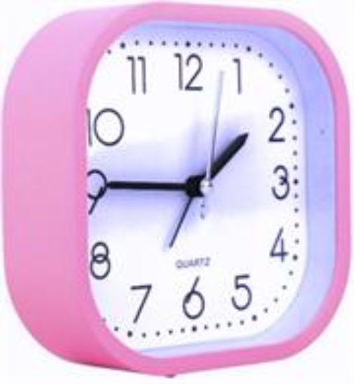 Picture of Casey Bedside Square Alarm Clock 12cm Pink