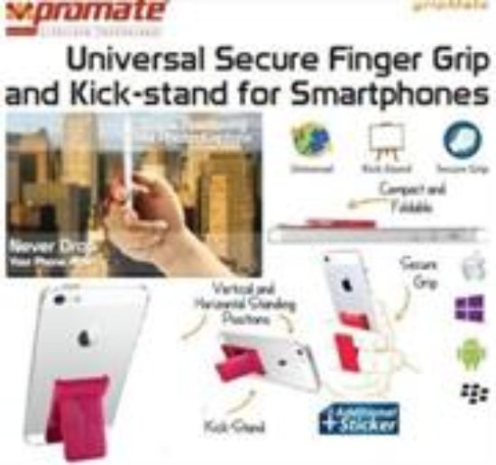 Picture of Promate Gripmate Universal Smartphone Finger Grip and Kickstand Pink