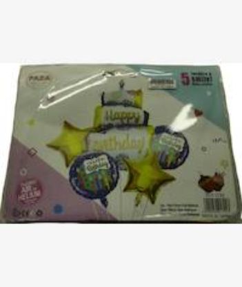 Picture of Casey 5pc Blue and Gold Themed Birthday Balloon Set