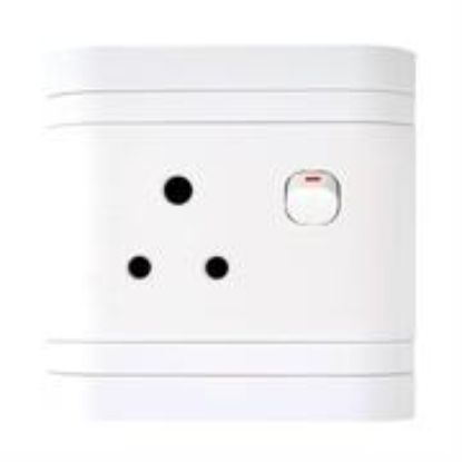 Picture of Lesco Single Three-Pin Wall Plug White H100xW100