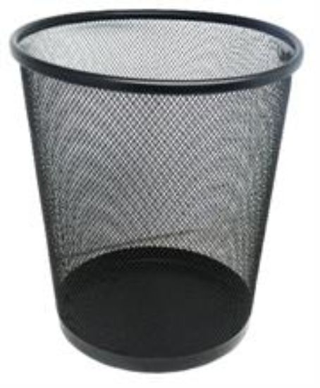 Picture of Brainware Round Steel Mesh Trash Can Black