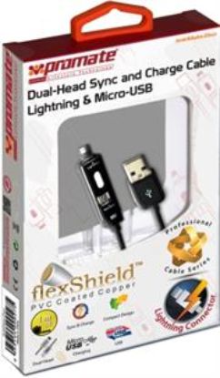 Picture of Promate Black LinkmateDuo Dual-ended Charge and Sync cable