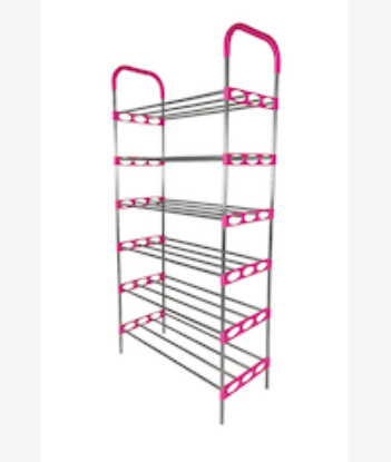 Picture of Nordic Wind Pink 6 Tier 18 Shoe Steel Rack