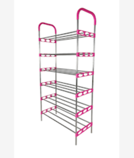 Picture of Nordic Wind Pink 6 Tier 18 Shoe Steel Rack