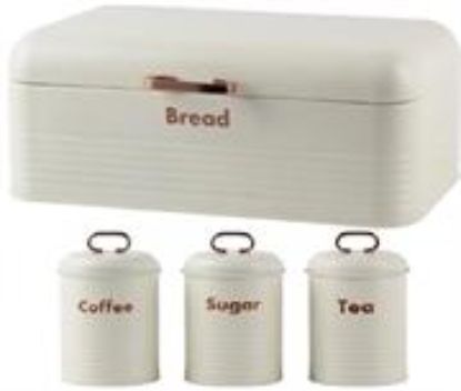 Picture of Totally 4-Piece Breadbin and Canister Tin Set Combo White