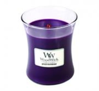 Picture of Woodwick Spiced Blackberry Candle Medium jar Retail Box No warranty