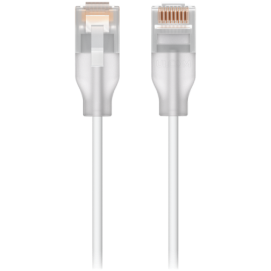 Picture of UBIQUITI Ubiquiti UACC-Cable-Patch-EL-1M-W Nano-thin patch cable with 2.5 GbE support designed to show Etherlighting effects