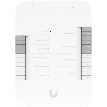 Picture of UBIQUITI Ubiquiti UA-Hub-Gate advanced Gate Hub enabling seamless gate access control via connected Access readers or Intercom, 2x Gate operator terminals, Lock terminal (12V) for side door, AUX terminal for an external siren