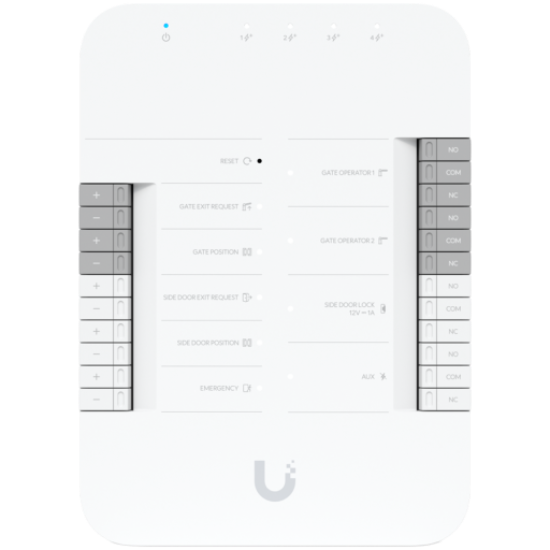 Picture of UBIQUITI Ubiquiti UA-Hub-Gate advanced Gate Hub enabling seamless gate access control via connected Access readers or Intercom, 2x Gate operator terminals, Lock terminal (12V) for side door, AUX terminal for an external siren