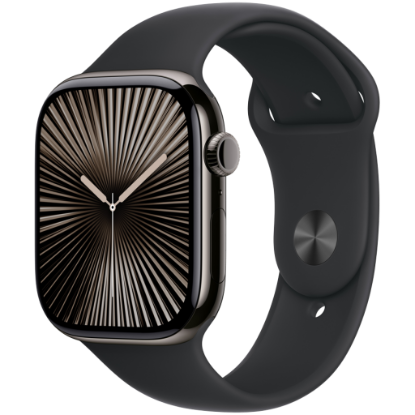 Picture of APPLE Apple Watch Series 10 GPS + Cellular 46mm Slate Titanium Case with Black Sport Band - M/L,Model A3003