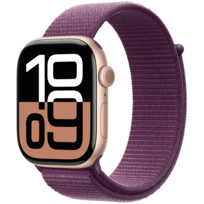 Picture of APPLE Apple Watch Series 10 GPS + Cellular 46mm Rose Gold Aluminium Case with Plum Sport Loop,Model A3003