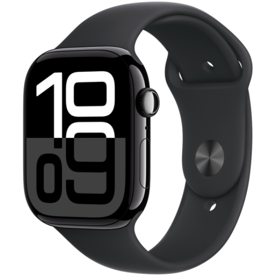 Picture of APPLE Apple Watch Series 10 GPS + Cellular 42mm Jet Black Aluminium Case with Black Sport Band - S/M,Model A3001