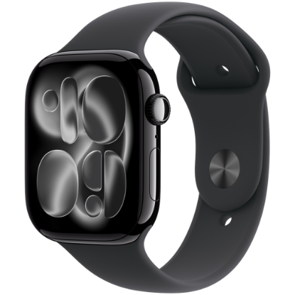 Picture of APPLE Apple Watch Series 11 GPS + Cellular 46mm Jet Black Aluminium Case with Black Sport Band - M/L,Model A3337