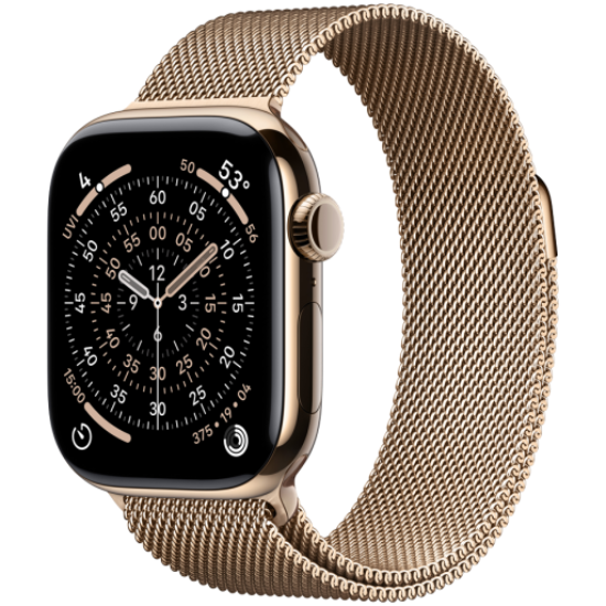 Picture of APPLE Apple Watch Series 11 GPS + Cellular 42mm Gold Titanium Case with Gold Milanese Loop,Model A3335