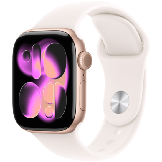 Picture of APPLE Apple Watch Series 11 GPS + Cellular 42mm Rose Gold Aluminium Case with Light Blush Sport Band - S/M,Model A3335