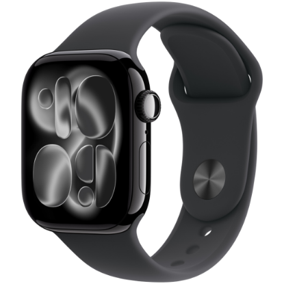 Picture of APPLE Apple Watch Series 11 GPS + Cellular 42mm Jet Black Aluminium Case with Black Sport Band - M/L,Model A3335