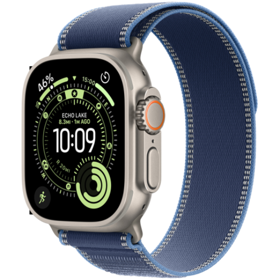 Picture of APPLE Apple Watch Ultra 3 GPS + Cellular 49mm Natural Titanium Case with Blue/Bright Blue Trail Loop - S/M,Model A3281