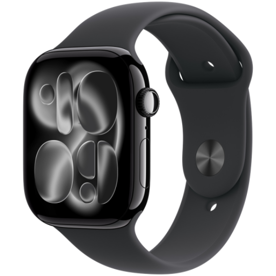 Picture of APPLE Apple Watch Series 11 GPS 46mm Jet Black Aluminium Case with Black Sport Band - S/M,Model A3333