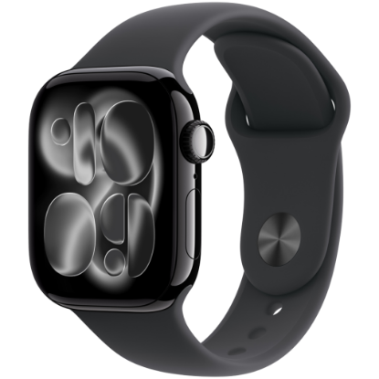 Picture of APPLE Apple Watch Series 11 GPS 42mm Jet Black Aluminium Case with Black Sport Band - M/L,Model A3331