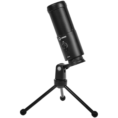 Picture of LORGAR LORGAR Voicer 521, Gaming Microphone, Black, USB condenser mic with Volume Knob, 3.5MM headphonejack, mute button and led indicator, package including 1x F5 Microphone, 1 x 2M type-C USB Cable, 1 xTripod Stand