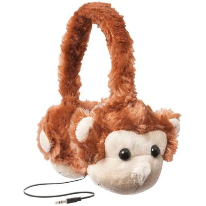 Picture of EMERGE Animalz Furry Retractable Volume Limiting Over-the-Ear Headphones - Monkey