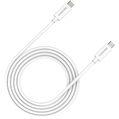 Picture of CANYON CANYON UC-42, cable, U4-CC-5A2M-E, USB4 TYPE-C to TYPE-C cable assembly 20G 2m 5A 240W(ERP) with E-MARK, CE, ROHS, white