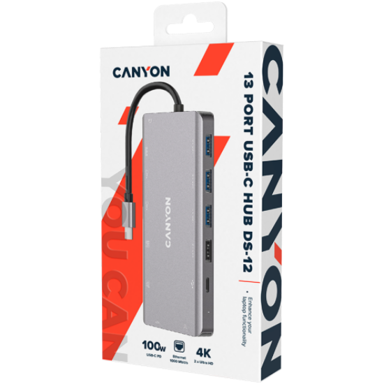 Picture of CANYON CANYON hub DS-12 13in1 4k USB-C Dark Grey