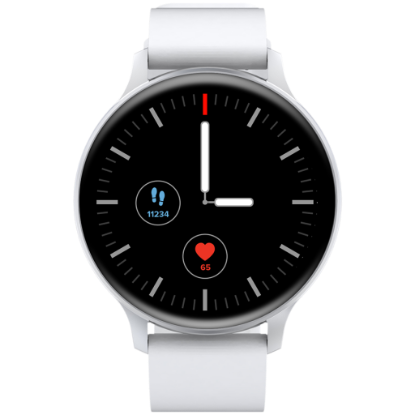 Picture of CANYON CANYON Badian SW-68, Smartwatch, Realtek 8762CK, 1.28''TFT 240x240px; RAM : 160KB,  Lithium-ion polymer battery, 3.7V 190mAh Include, Silver Zinc alloy middle frame + plastic bottom case+ white Silicone strap + silver strap buckle, 44.9x 10.9mm, strap: 20x220mm, 50.64g