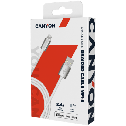 Picture of CANYON CANYON cable MFI-3 Lightning 12W 1m White