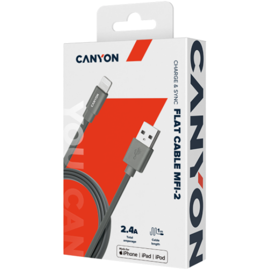 Picture of CANYON CANYON cable MFI-2 Lightning 12W 1m Dark Grey