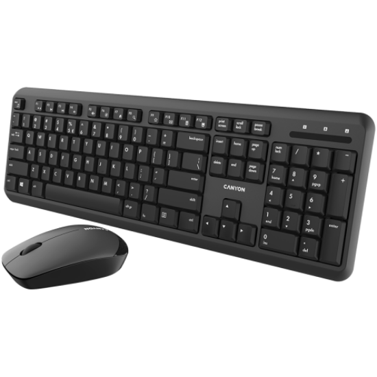 Picture of CANYON CANYON SET-W20 UK/US Keyboard+Mouse Velvet Wireless Black
