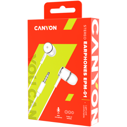 Picture of CANYON CANYON headphones EPM-01 Mic 1.2m White