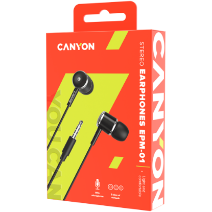 Picture of CANYON CANYON headphones EPM-01 Mic 1.2m Black