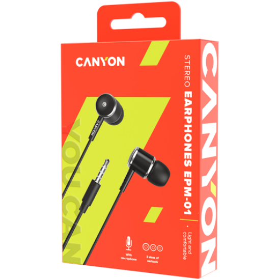 Picture of CANYON CANYON headphones EPM-01 Mic 1.2m Black