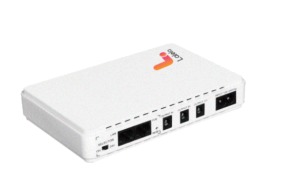 Picture of LALELA R1800 WI-FI UPS FOR ROUTER AND ONT, CAPACITY 32,000MWH, INPUT VOLTAGE 100V – 240V AC, OUTPUT VOLTAGE 5V, 9V, 12V, POE 15V AND 24V, INCLUDED: POWER CABLE, USB CHARGING PORT, DC ADAPTORS, SPLITTER CABLE, LI-ION BATTERY, WARRANTY 6 MONTHS