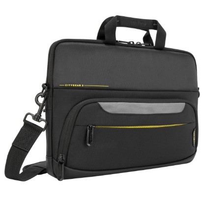 Picture of TARGUS CITYGEAR 12-14 SLIM TOPLOAD LAPTOP CASE BLACK SUPER-SLIM TECH CARRY CASE, MULTI-FIT TECH COMPATIBILITY, COMFORT-PADDED GRAB HANDLE AND PADDED SHOULDER STRAP