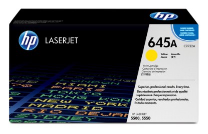 Picture of HP 645A CLJ 5500 YELLOW PRINT CARTRIDGE APPROXIMATELY CARTRIDGE YIELD 12 000 PGS BASED ON 5% COVERAGE