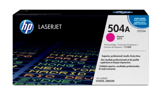 Picture of HP 504A CP3525/CM3530 MFP MAGENTA PRINT TONER CARTRIDGE PRINTS APPROXIMATELY 7 000 PGS USING ISO/IEC 19798 YIELD STANDARD