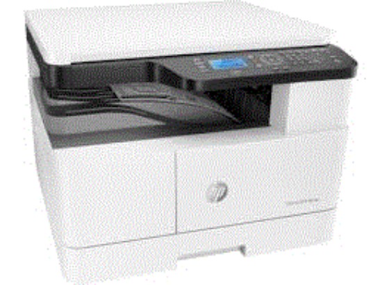 Picture of HP LASERJET MFP M438N. PRINT, COPY, SCAN BLACK (A4, NORMAL): UP TO 22 PPM ; BLACK (A3, NORMAL): UP TO 12 PPM,MONTHLY DUTY CYCLE: UP TO 50,000 PAGES PER MONTH (A4), RECOMMENDED MONTHLY PAGE VOLUME: 2,000 TO 5,000. 350 SHEETS (STANDARD), 600 SHEETS (MAXIMUM) WITH THE OPTIONAL 250-SHEET TRAY AS SERVICE PART ONLY. OUTPUT CAPACITY: 250 SHEETS, BUILT-IN ETHERNET NETWORKING. MEMORY 128MB. SUPPLIES: W1335