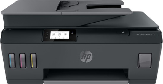 Picture of HP SMART TANK 615 WIRELESS ALL-IN-ONE, PRINT, COPY, SCAN, FAX, ADF, WIRELESS, RMPV 400 TO 800 PAGES, 1 - 3 USER, HP SMART APP; APPLE AIRPRINT, HP EPRINT, MOPRIA-CERTIFIED, BUILT-IN DUAL BAND WI-FI 802.11B/G/N, WIRELESS DIRECT, BLE