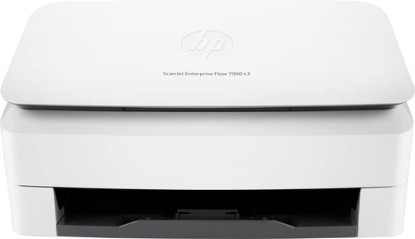 Picture of HP SCANJET ENTERPRISE 7000 S3 SHEET-FEED SCANNER. DESIGNED FOR WORKGROUPS IN MANAGED PRINTING ENVIRONMENTS THAT NEED A FAST, PC-CONNECTED SCANNER TO IMPROVE WORKFLOWS AND DOCUMENT MANAGEMENT, AND WHICH CAN PROCESS A VARIETY OF PAPER SIZES. QUICKLY SCAN UP TO 45 PPM AND 90 IPM IN BLACK-AND-WHITE AND GREYSCALE, 45 PPM AND 70 IPM IN COLOUR. AUTOMATICALLY IMPROVE THE ACCURACY OF SCANNED IMAGES WITH BU
